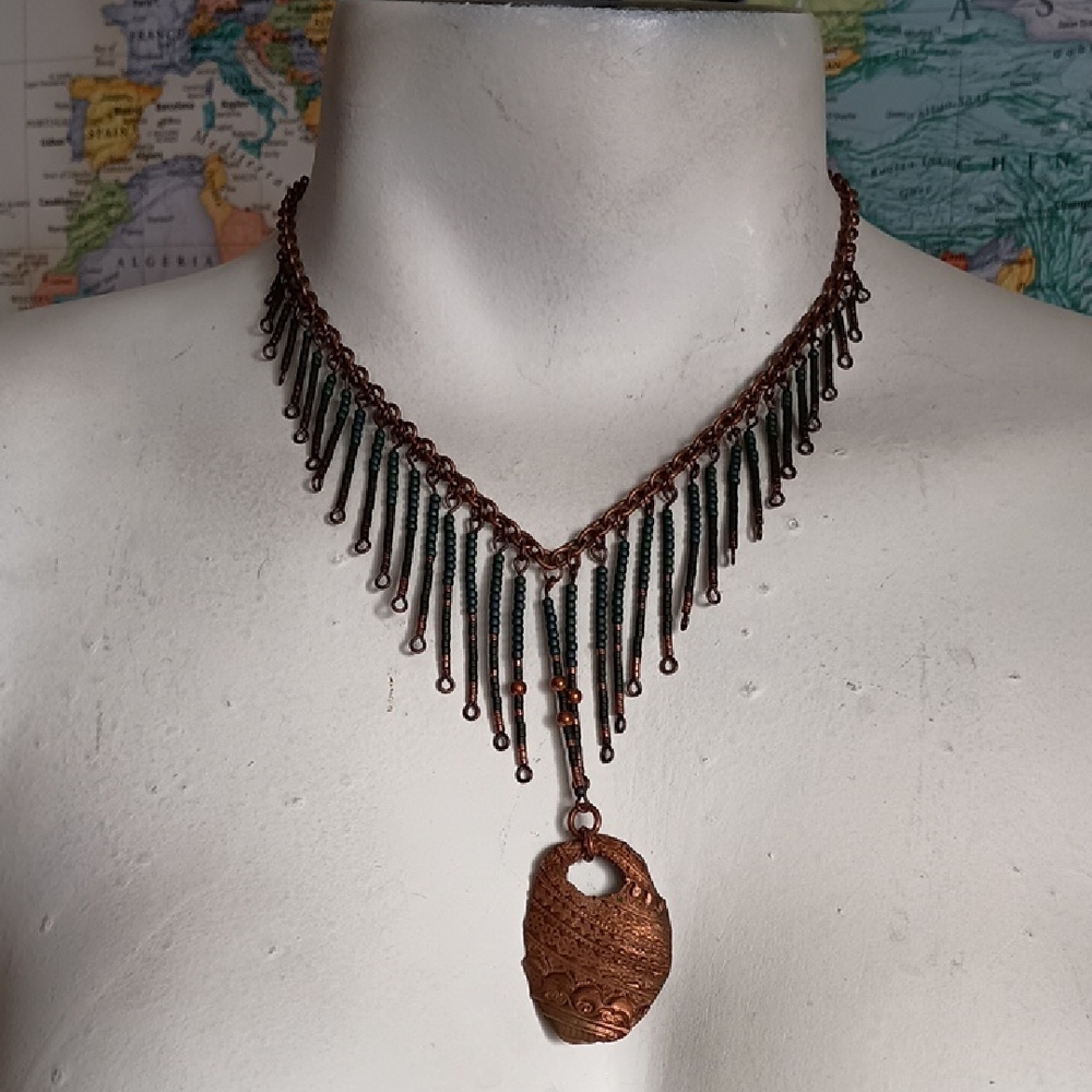 Elegant Copper and Green Necklace